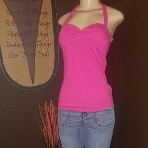 💖GUC L lei Pink Tie Halter Top